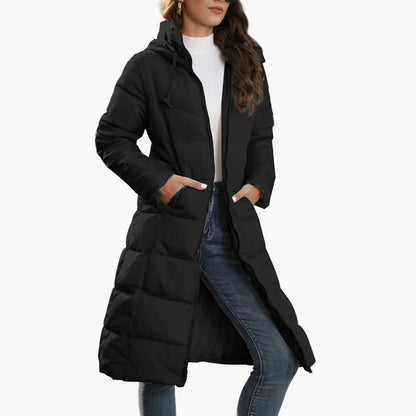 Damen Steppmantel Winterjacke mit Kapuze – Langer Puffer für Alltag & Streetwear