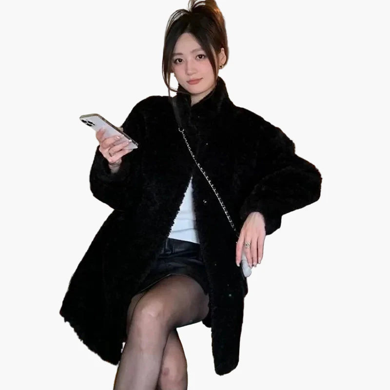 Damen Oversize Teddy Jacke – Modischer Wintermantel für Alltag und Freizeit