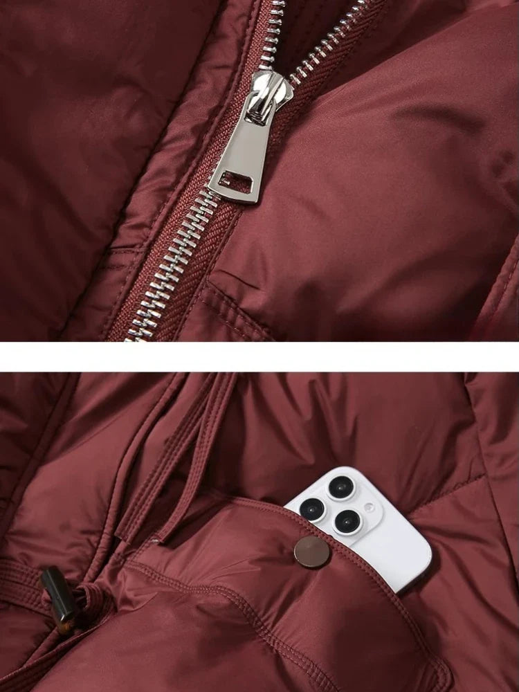 Damen Winterjacke mit großem Kragen – Elegante warme Steppjacke für Freizeit und Alltag