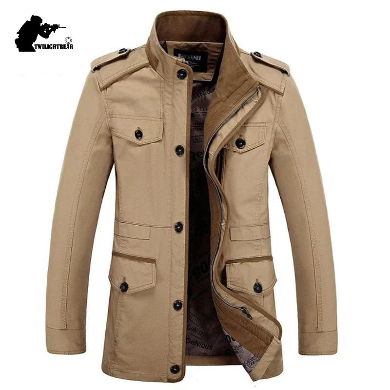 Herren Militärstil Freizeitjacke – Outdoor Übergangsjacke mit Taschen