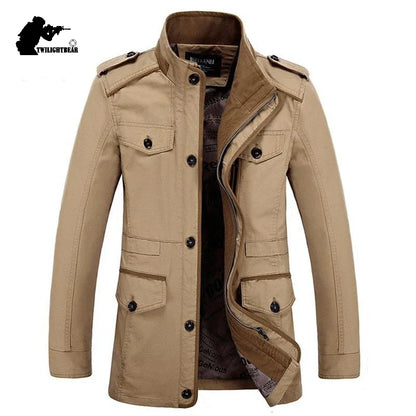Herren Militärstil Freizeitjacke – Outdoor Übergangsjacke mit Taschen