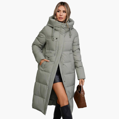 Damen Winter Steppmantel mit Kapuze – Langer, warmer Parka für Alltag und Freizeit