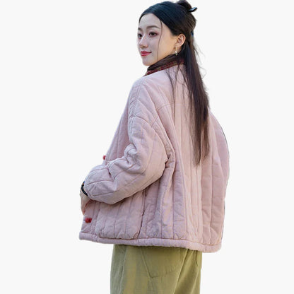 Damen Vintage Kurzjacke – Lockerer Stil, Freizeit Herbst/Winter Jacke