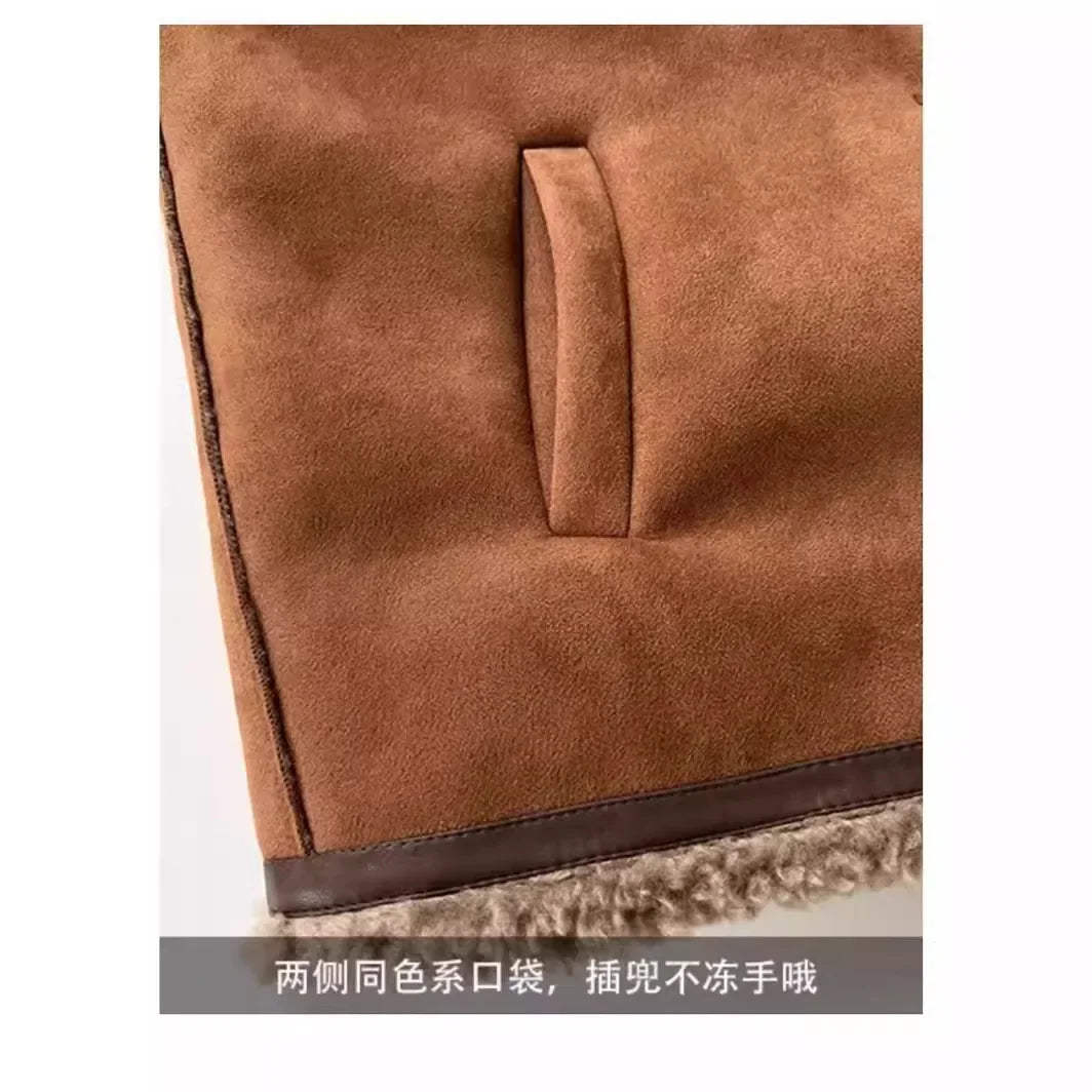 Damen Vintage Freizeit Winterjacke mit Teddyfutter – Lässiger Stil für Alltag und Outdoor