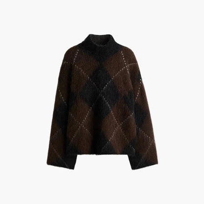 Damen Oversize Pullover im Karo-Design für stilvolle Herbst- und Winterlooks