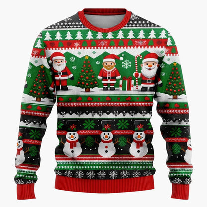 Unisex Weihnachtspullover mit Santa und Schneemann – Lustiger Pullover für Weihnachten, Winter & Feier