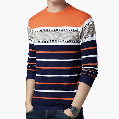 Herren Pullover mit modernem Streifenmuster – Lässiger Strickpullover für Alltag und Freizeit