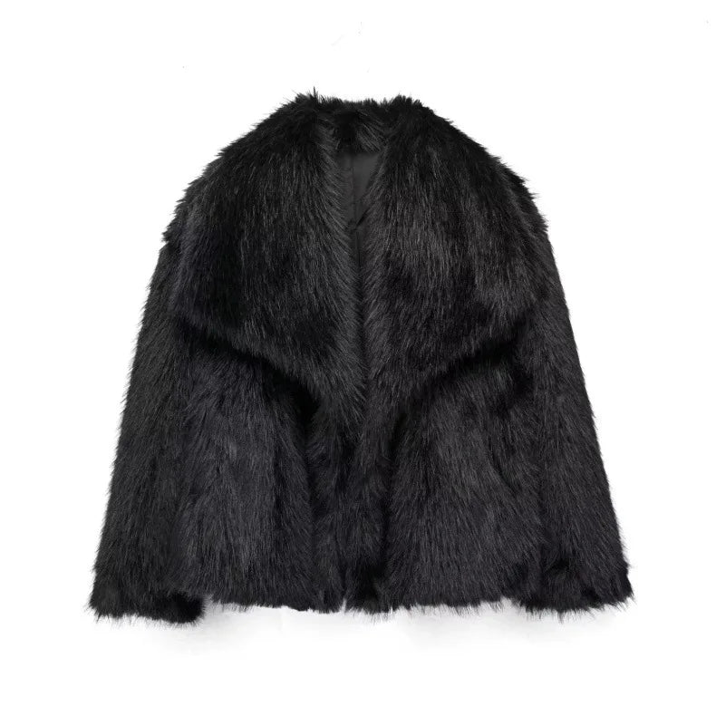 Damen Luxus Faux Fur Jacke – Eleganter Herbst Winter Look für besondere Anlässe
