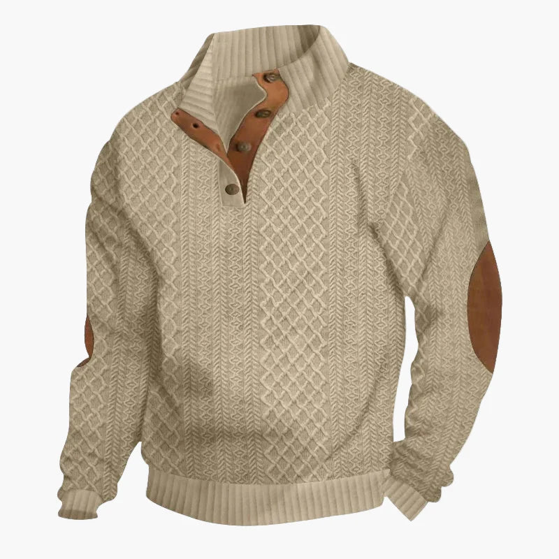 Herren Vintage Strickpullover mit Stehkragen und Knopfleiste – Eleganter Freizeitpullover für Herbst und Winter