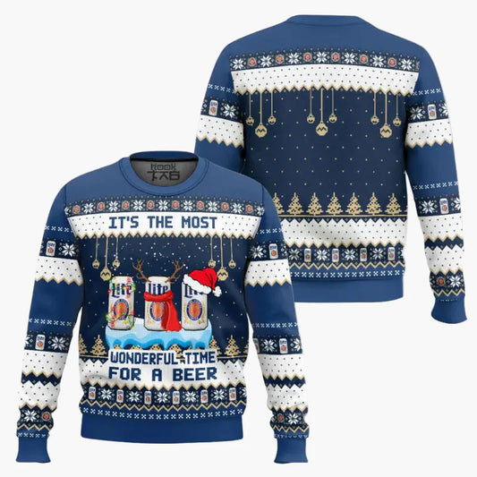 Herren Ugly Christmas Sweater – Lustiger Bier-Pullover für Weihnachten und Winterfeiern