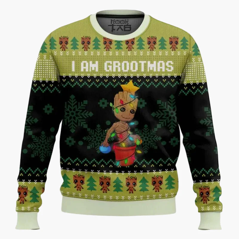 Unisex Weihnachts-Sweatshirt "I Am Grootmas" – Lustiger Groot Ugly Christmas Pullover für Fans
