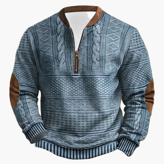Herren Strickpullover im Vintage-Look mit Stehkragen – Modischer Outdoor & Freizeit Pullover