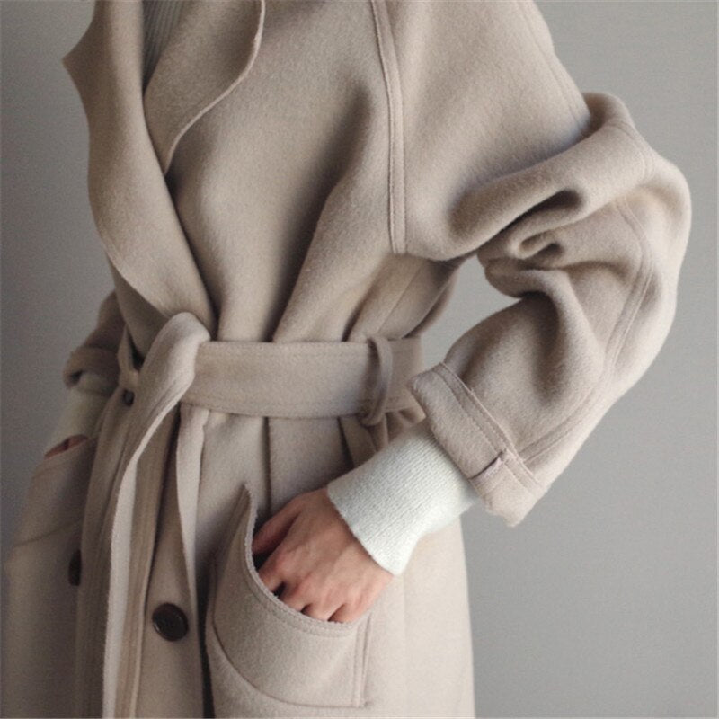 Damen Eleganter Langer Mantel – Klassischer Wintermantel für stilvolle Outfits