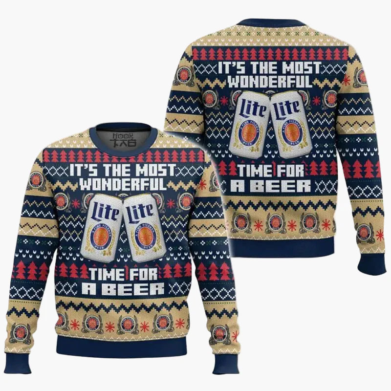 Herren Ugly Christmas Sweater – Lustiger Bier-Pullover für Weihnachten und Winterfeiern