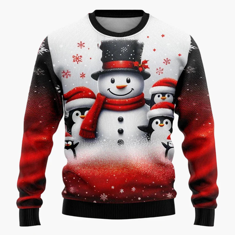 Unisex Weihnachtspullover mit Santa und Schneemann – Lustiger Pullover für Weihnachten, Winter & Feier