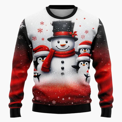 Unisex Weihnachtspullover mit Santa und Schneemann – Lustiger Pullover für Weihnachten, Winter & Feier