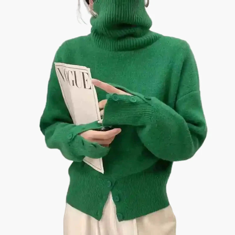 Damen Strick-Cardigan mit Stehkragen und Knopfleiste – Modischer Herbst/Winter Pullover