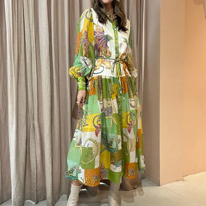 Abigail – Bohemian Damen A-Linien-Kleid mit Knopfleiste