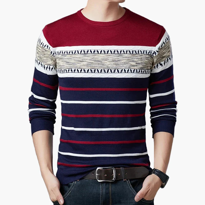 Herren Pullover mit modernem Streifenmuster – Lässiger Strickpullover für Alltag und Freizeit