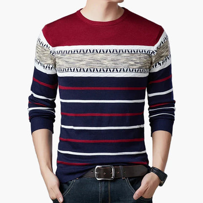 Herren Pullover mit modernem Streifenmuster – Lässiger Strickpullover für Alltag und Freizeit