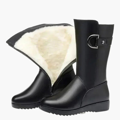 Damen Winter Stiefeletten mit Absatz und Schnürung, Warm Gefüttert, Modisch und Komfortabel