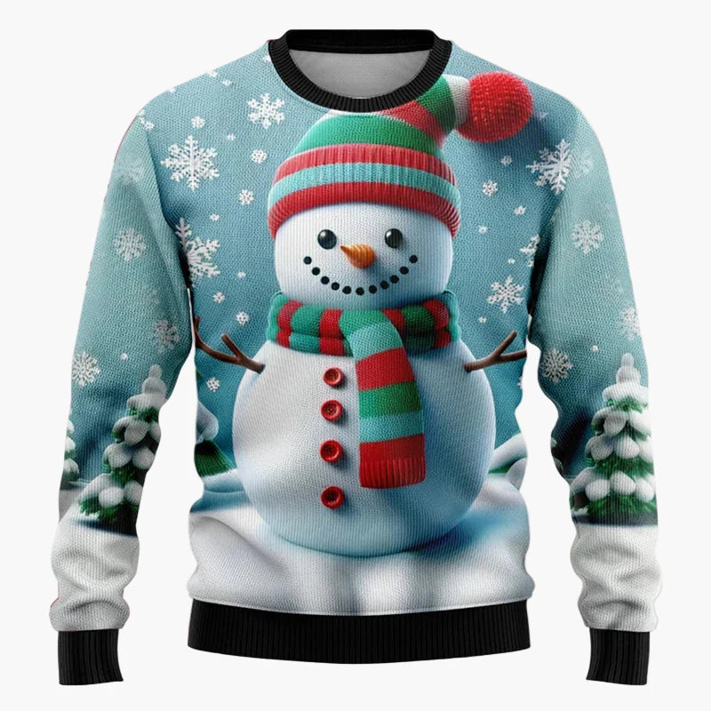 Unisex Weihnachtspullover mit Santa und Schneemann – Lustiger Pullover für Weihnachten, Winter & Feier