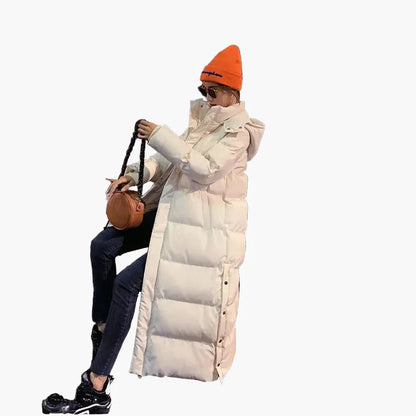 Damen Winter-Langmantel Steppjacke mit Kapuze – Modischer Outdoor-Parka für kalte Tage