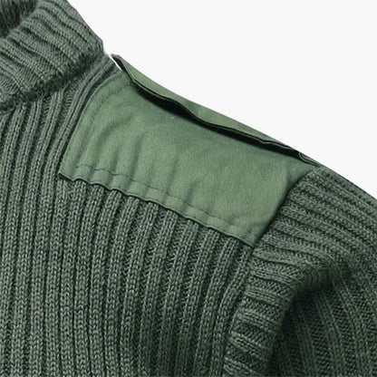 Herren Militärischer Strickpullover mit V-Ausschnitt – Stilvoller Freizeit- und Outdoor-Pullover