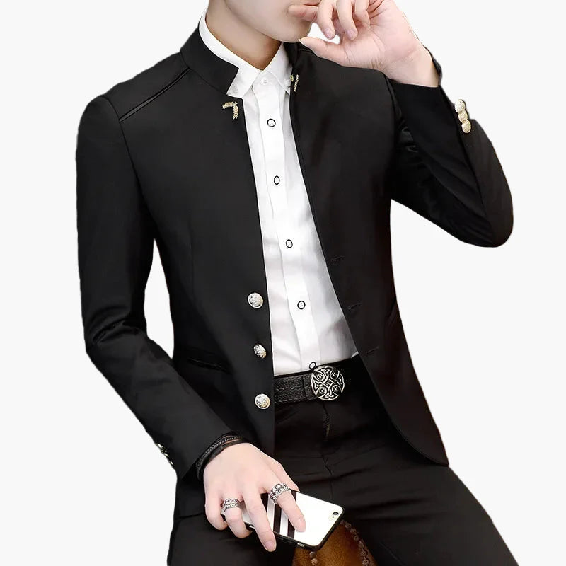 Herren Stehkragen Blazer Modern Business Casual Slim Fit Jacke