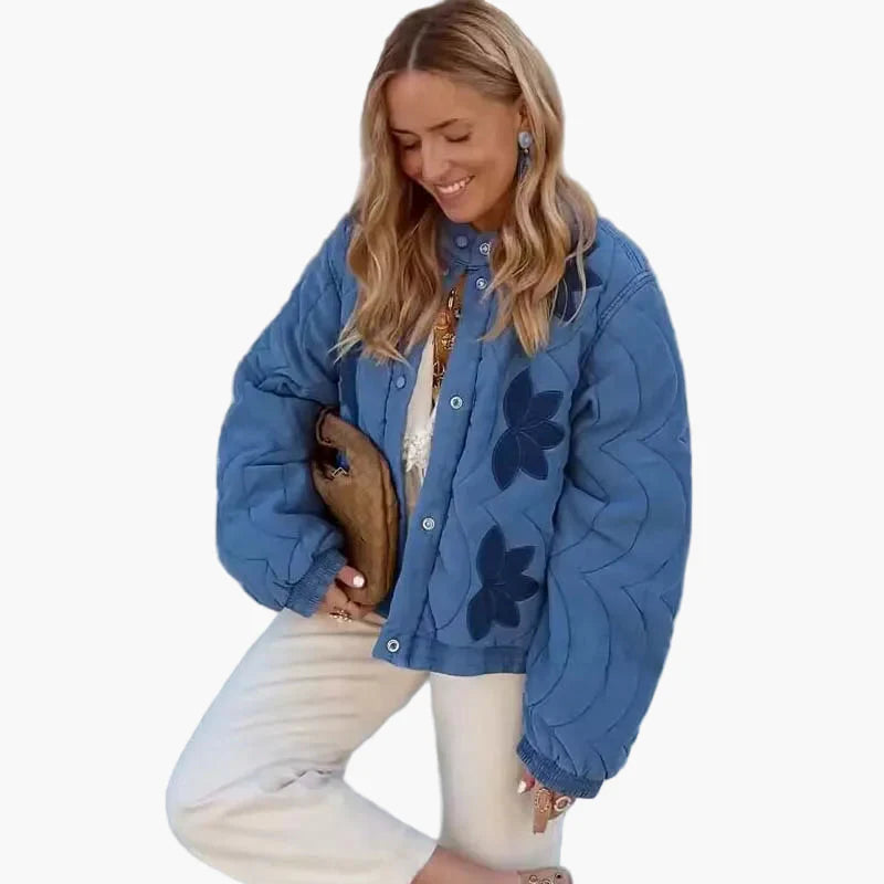 Damen Steppjacke mit Blumenmuster – Modische Übergangsjacke im Boho-Stil für Alltag und Freizeit