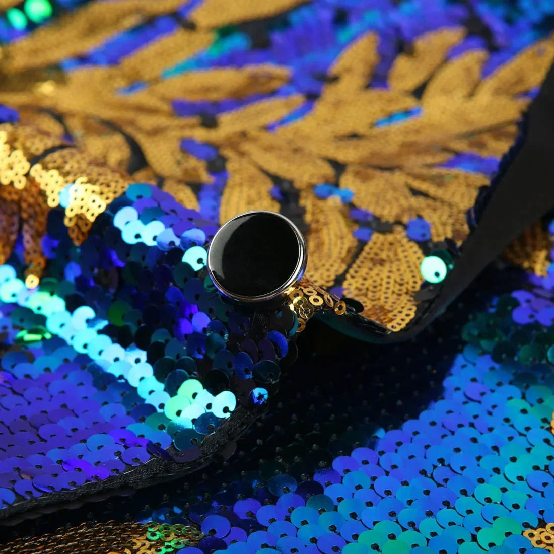 Herren Sakko mit Pailletten und Blattmuster – Elegantes Party- und Event-Jackett