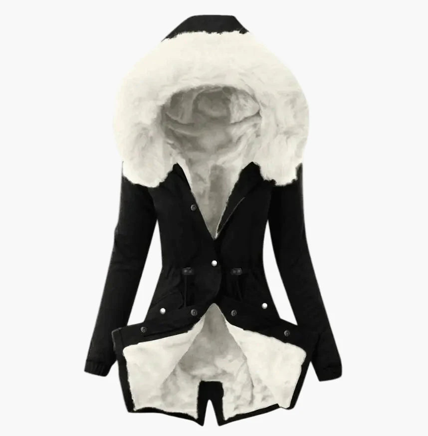 Damen Winterjacke mit Kapuze und Kunstfell – Eleganter Parka für kalte Tage