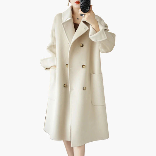 Damen Zweireiher-Mantel im klassischen Chic für Alltag und Büro