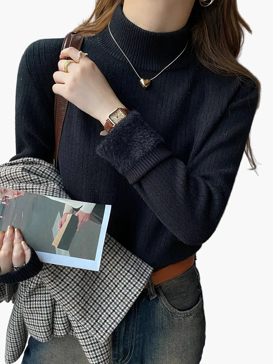 Damen Rollkragenpullover Elegant Strick Slim Fit für Alltag und Büro