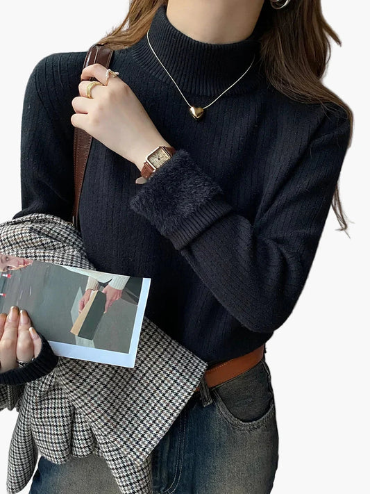 Damen Rollkragenpullover Elegant Strick Slim Fit für Alltag und Büro