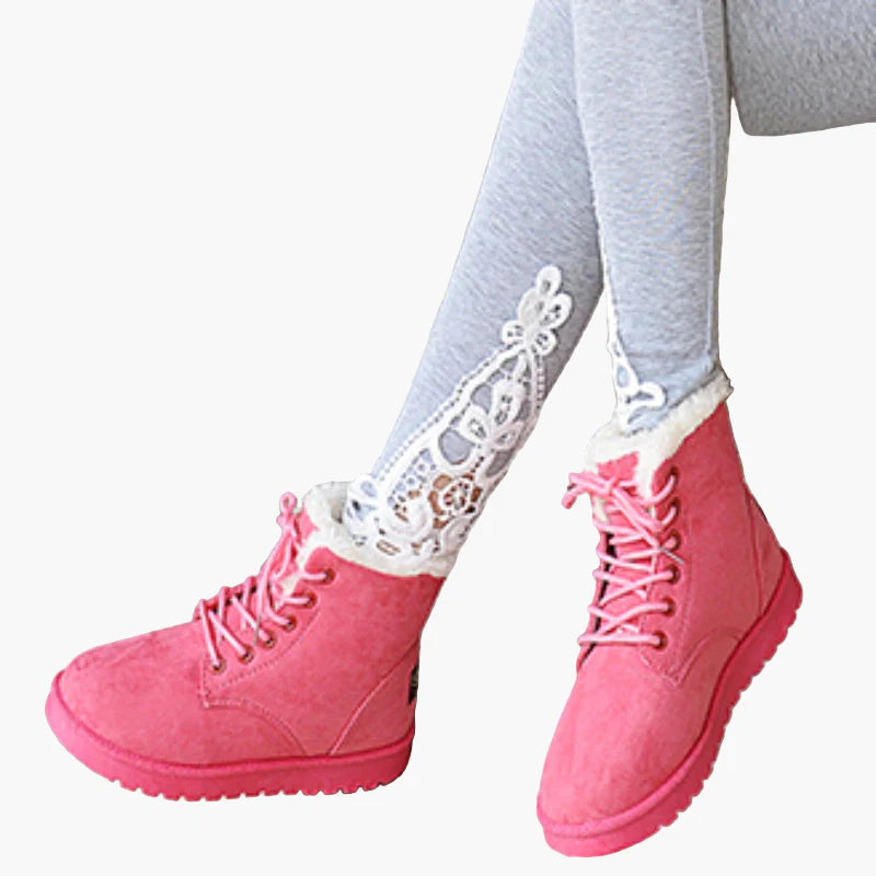 Damen Winterstiefel Warm Gefüttert Outdoor Schnürboots