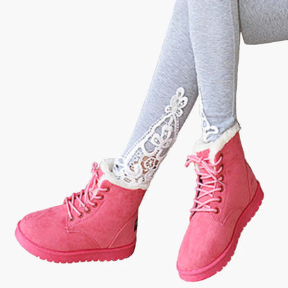 Damen Winterstiefel Warm Gefüttert Outdoor Schnürboots