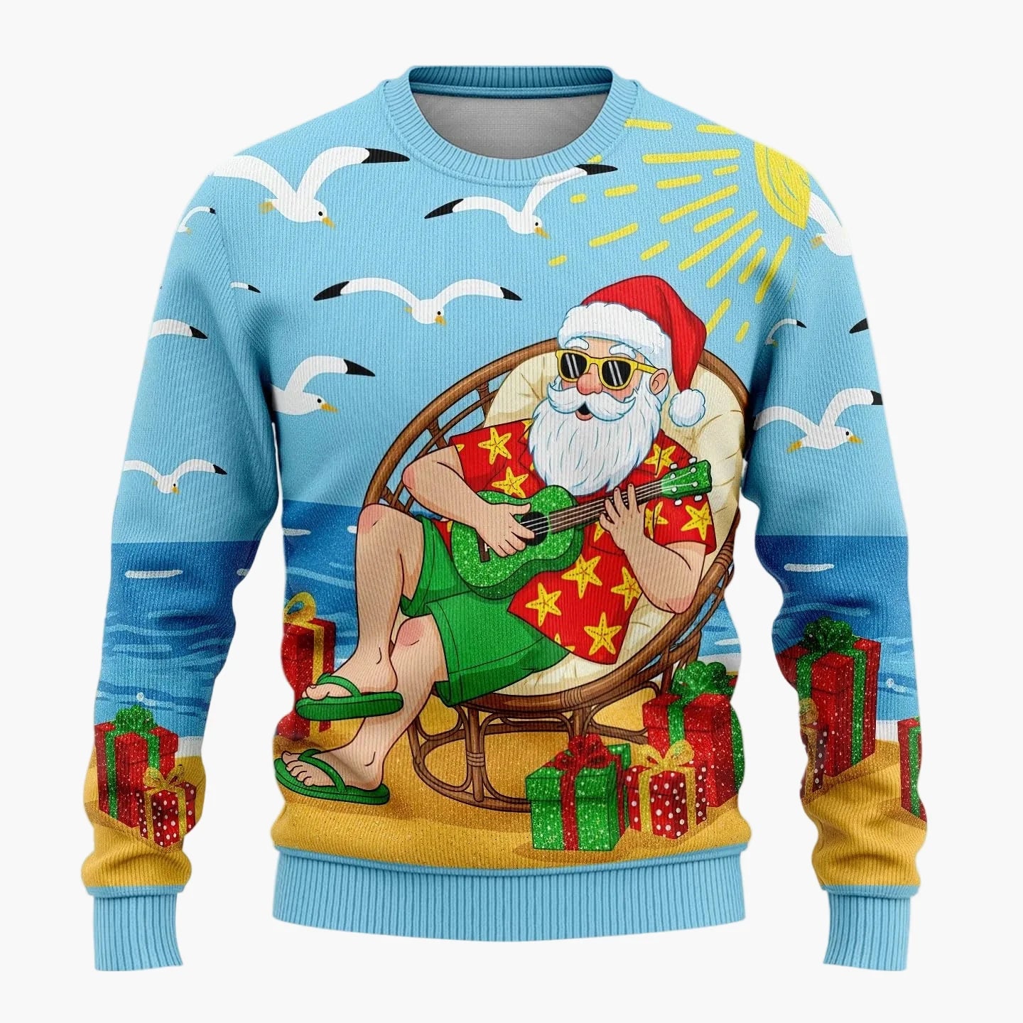 Herren Lustiger Weihnachts-Pullover Ugly Christmas Sweater mit frechem Weihnachtsmann-Motiv für Partys