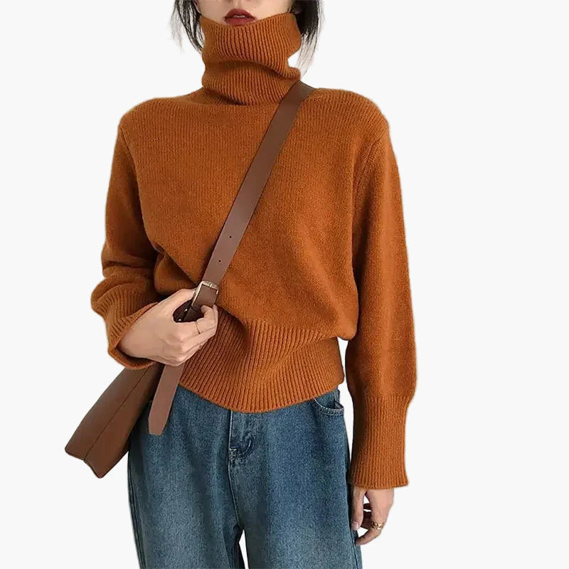 Damen Rollkragenpullover im lässigen Stil – Herbst Winter Strickpullover, modisch & vielseitig