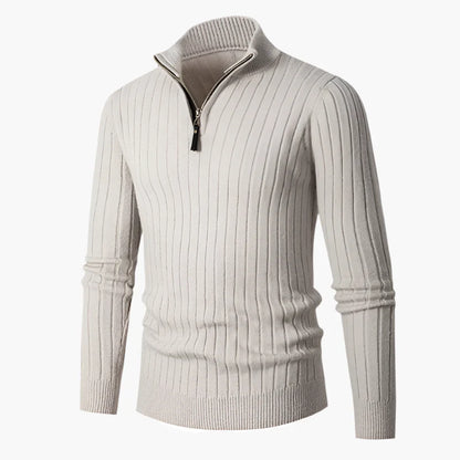 Herren Strickpullover mit Stehkragen und halbem Reißverschluss – Eleganter Freizeitpullover für Alltag und Büro