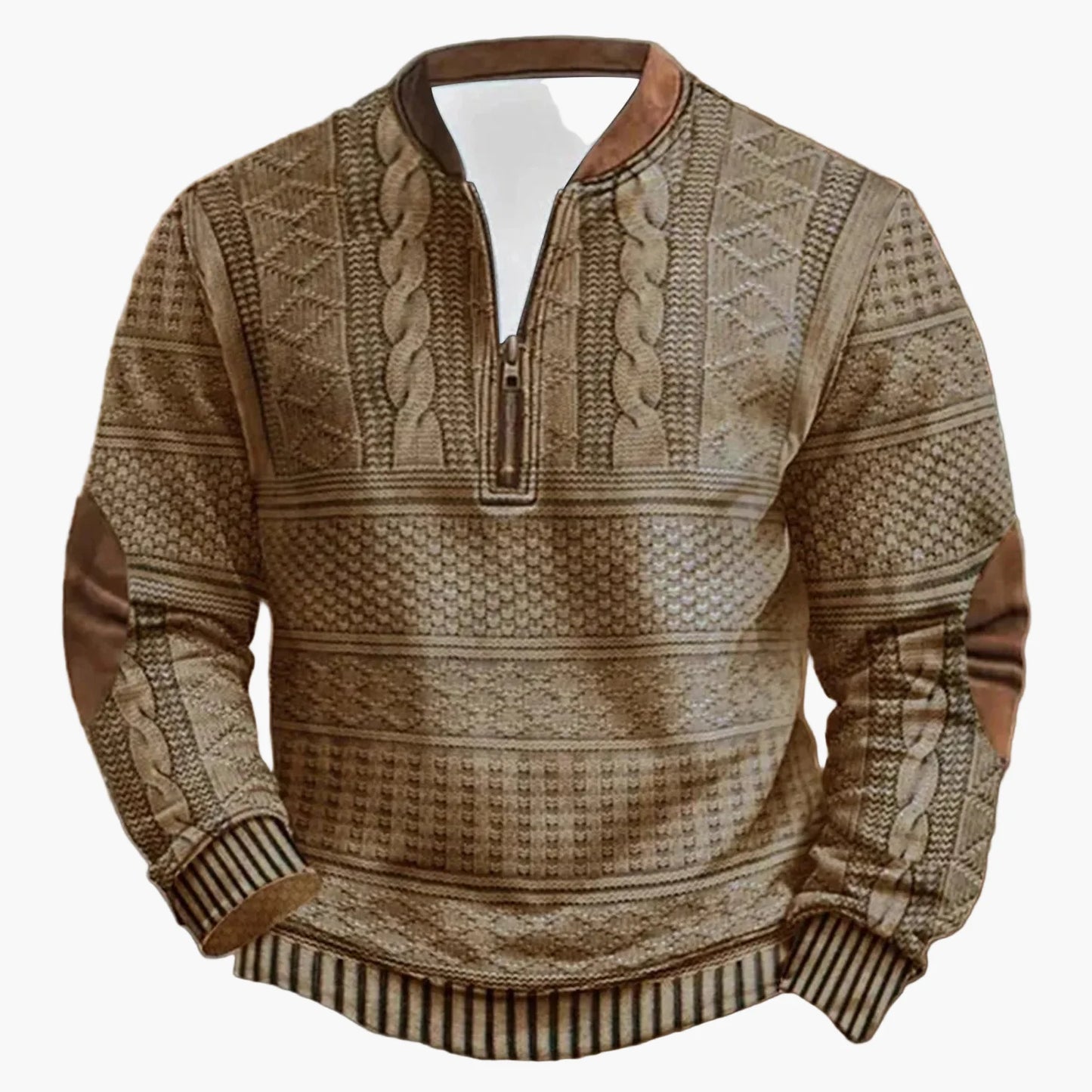 Herren Strickpullover im Vintage-Look mit Stehkragen – Modischer Outdoor & Freizeit Pullover