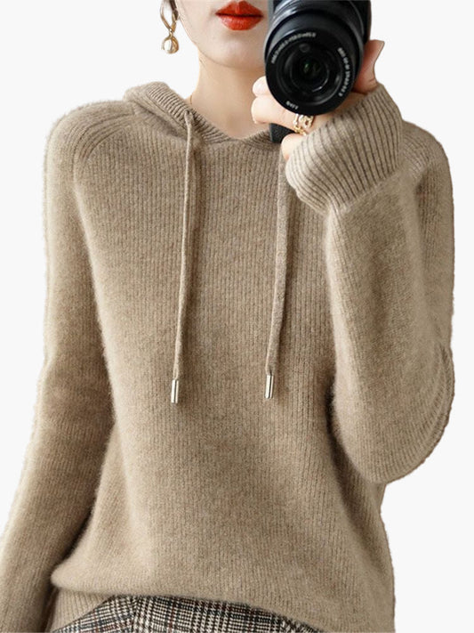 Damen Strickpullover mit Kapuze – Stilvoller Freizeit-Hoodie für Herbst und Winter