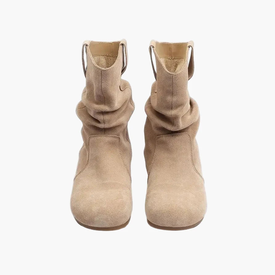 Damen Freizeit Stiefeletten Schlupfstiefel Vintage Look Komfort