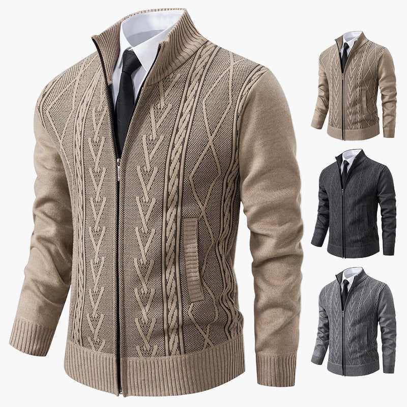 Herren Strickjacke mit Reißverschluss – Eleganter Business Casual Cardigan für Büro und Freizeit