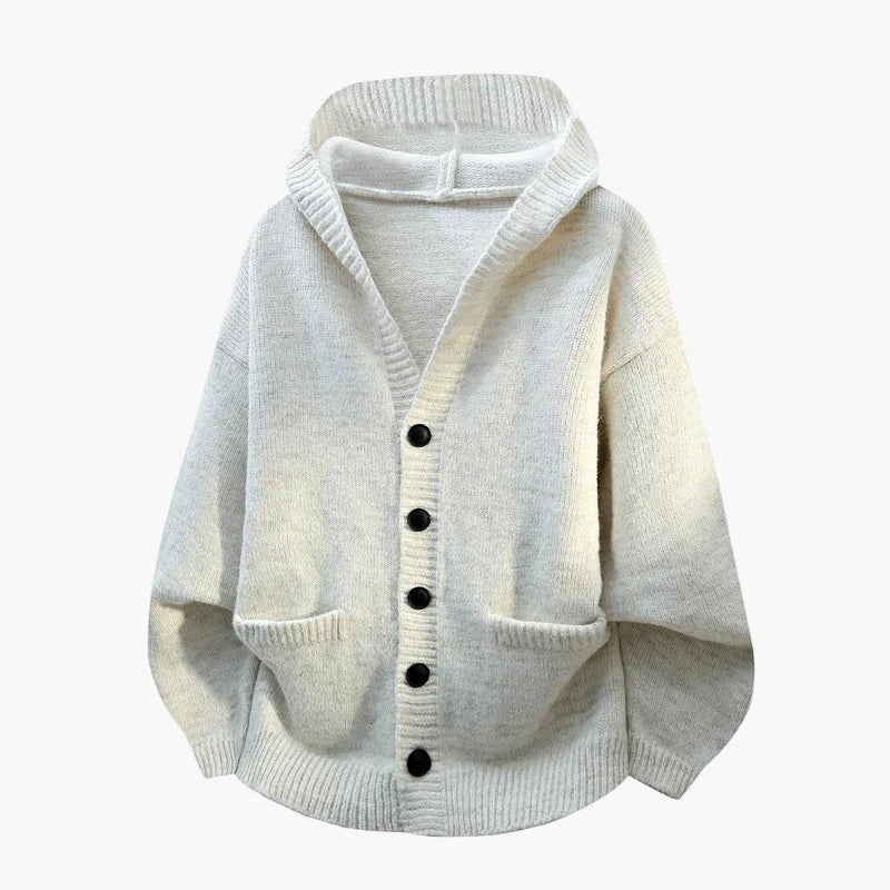 Herren Kapuzen-Cardigan mit Knopfleiste – Lässiger Strickpullover für Alltag und Freizeit