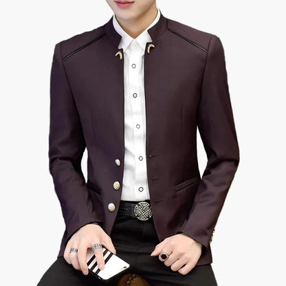 Herren Stehkragen Blazer Modern Business Casual Slim Fit Jacke