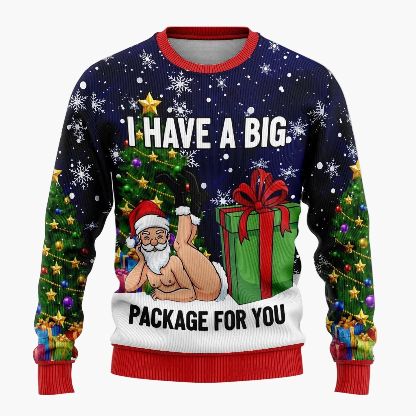 Herren Lustiger Weihnachts-Pullover Ugly Christmas Sweater mit frechem Weihnachtsmann-Motiv für Partys