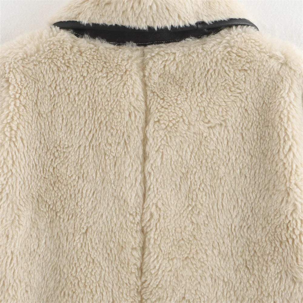 Damen Trendige Kurzjacke im Oversized-Look für Herbst und Winter – Modische Freizeitjacke mit weitem Kragen