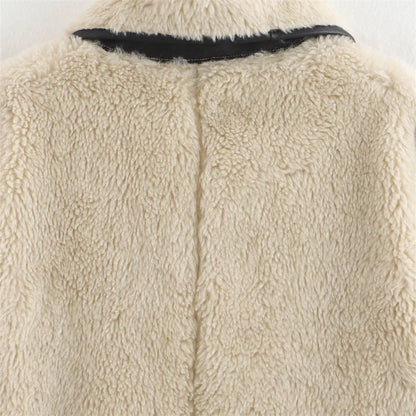 Damen Trendige Kurzjacke im Oversized-Look für Herbst und Winter – Modische Freizeitjacke mit weitem Kragen