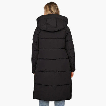 Damen Winter Steppmantel mit Kapuze – Langer, modischer Outdoor-Mantel für kalte Tage